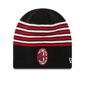 AC Milan Official Black Beanie Hat with Classic Stripe Design