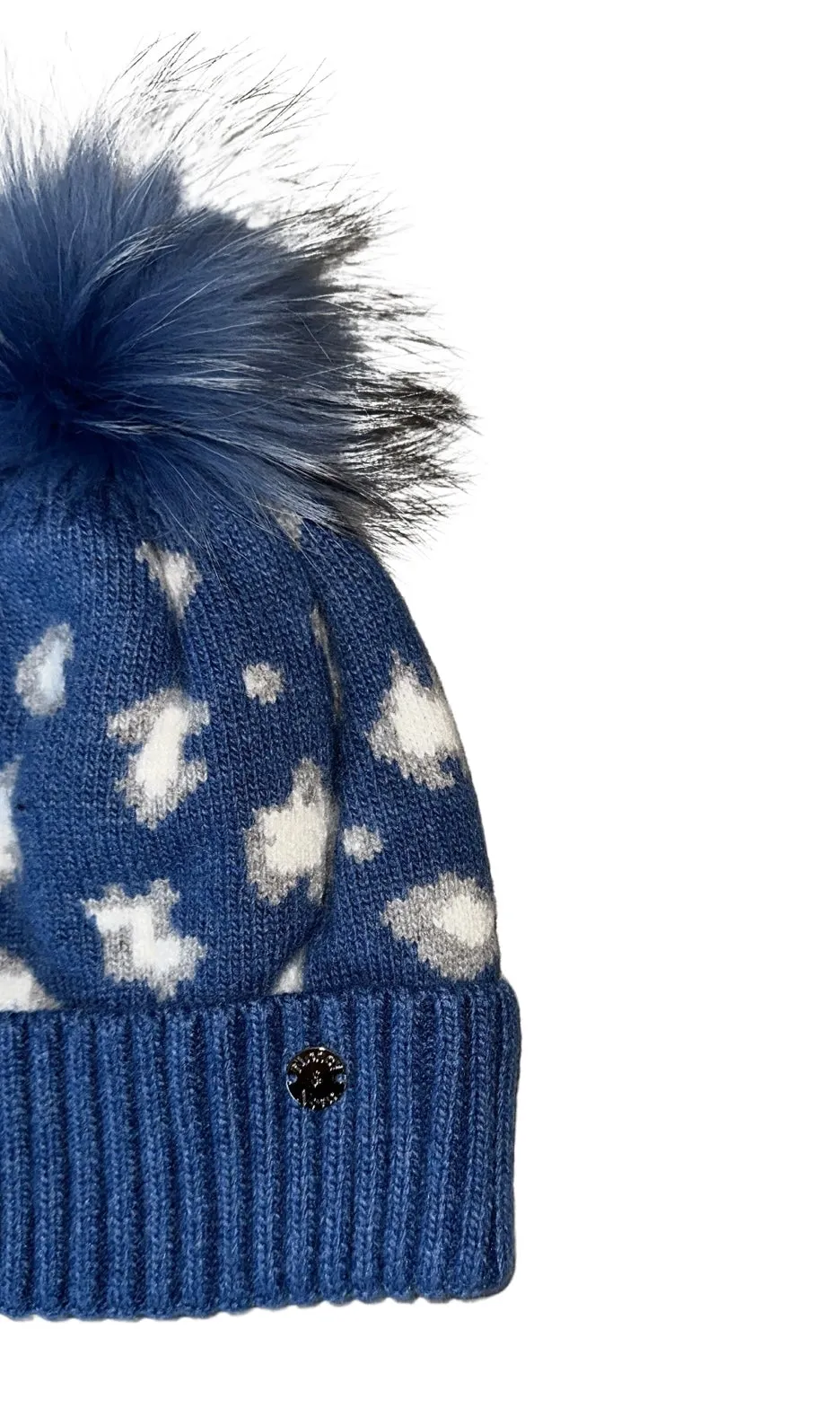 Adult Leopard Single PomPom Hat Denim