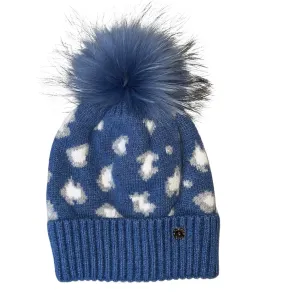 Adult Leopard Single PomPom Hat Denim