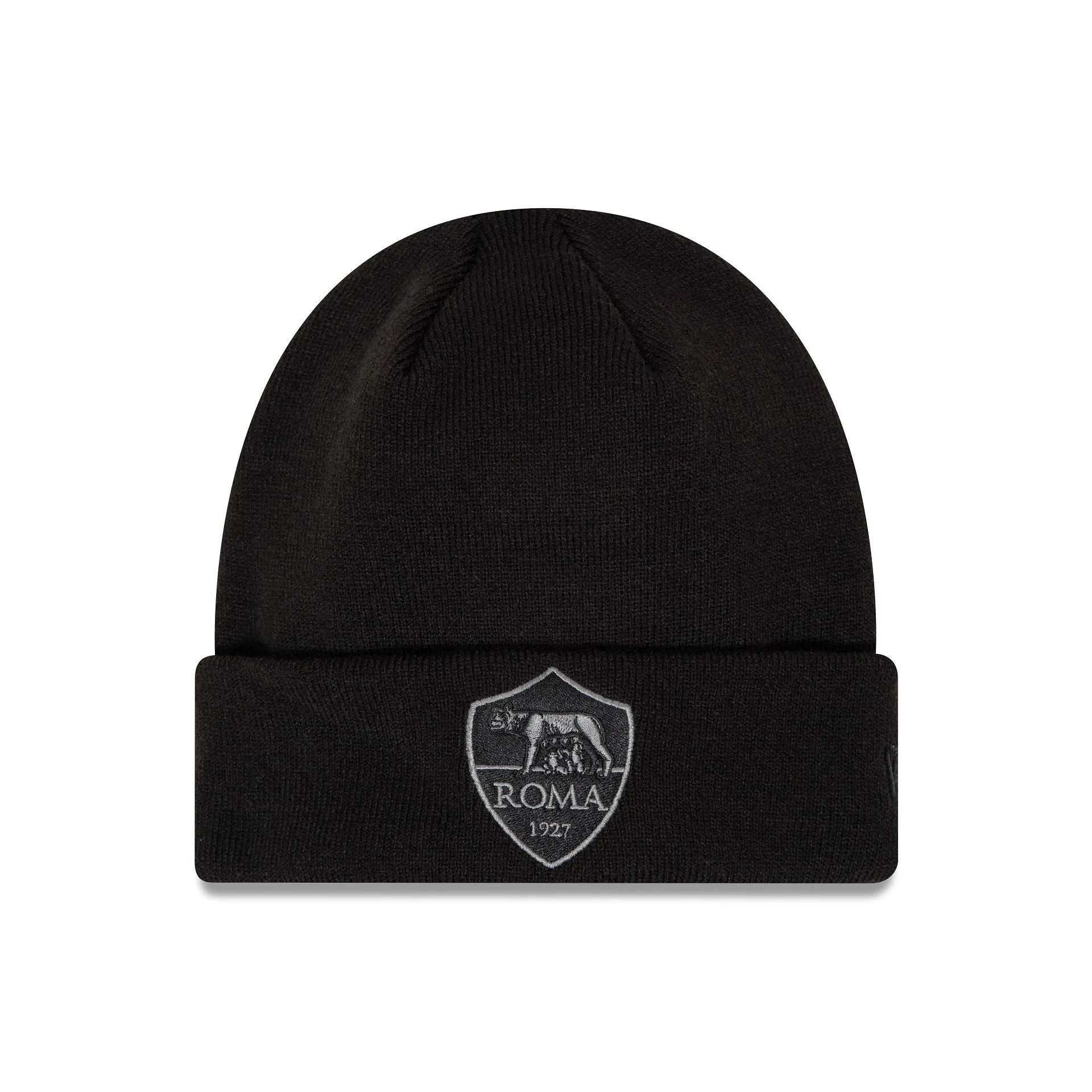 AS Roma Tonal Black Cuff Knit Beanie Hat