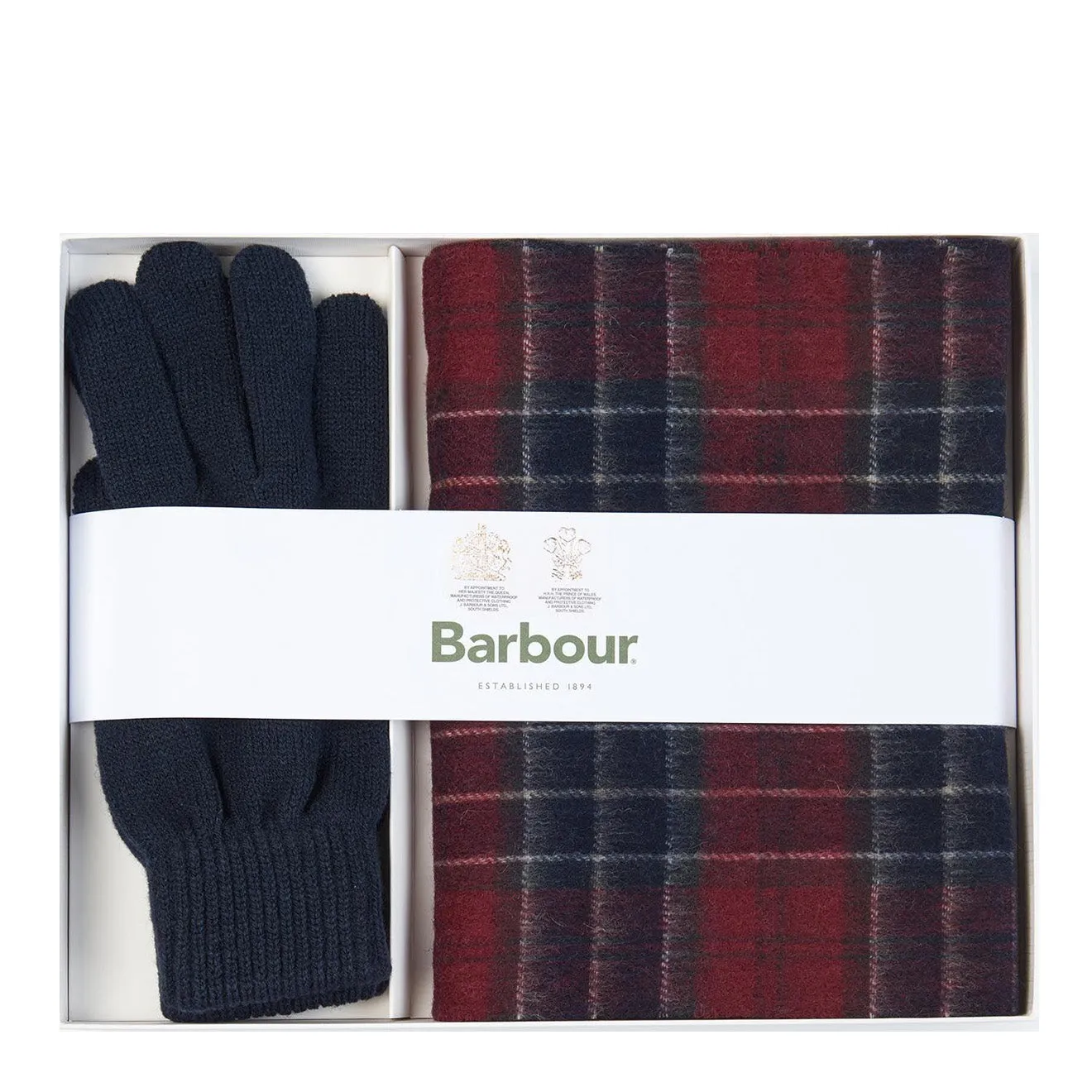 Barbour Luxury Tartan Pattern Scarf and Gloves Gift Set in Cordova