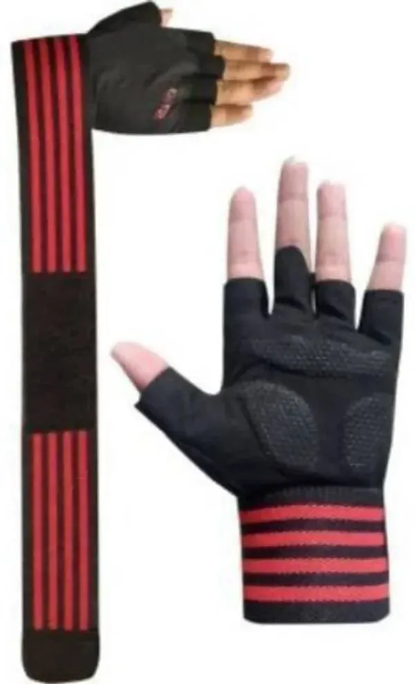 Beast Gym Glove With Long Wrist Support Gym & Fitness Gloves (Black, Red)