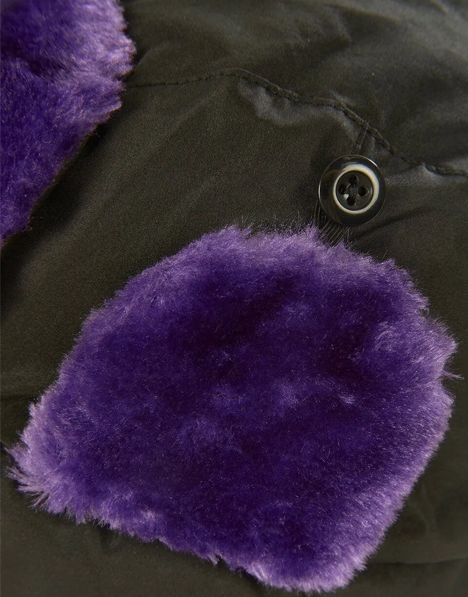 BLACK 3M PURPLE FUR AVIATOR HAT