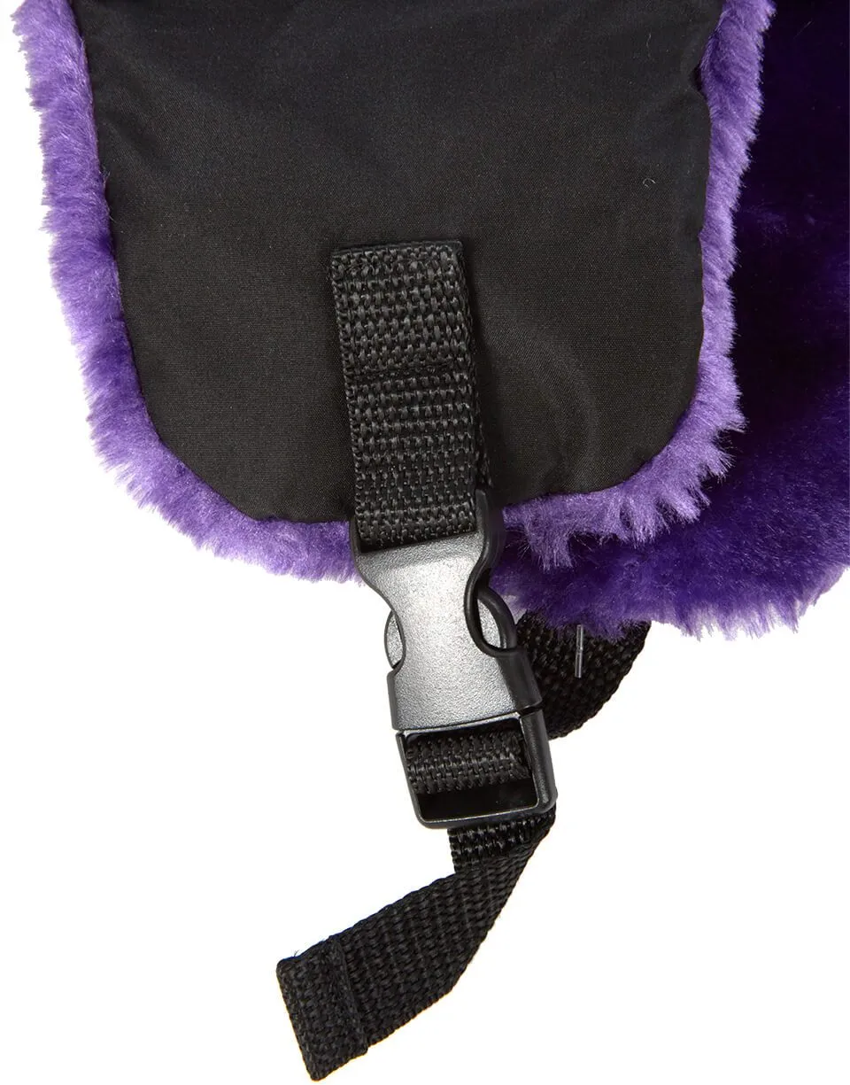 BLACK 3M PURPLE FUR AVIATOR HAT