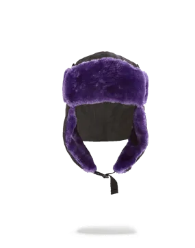 BLACK 3M PURPLE FUR AVIATOR HAT