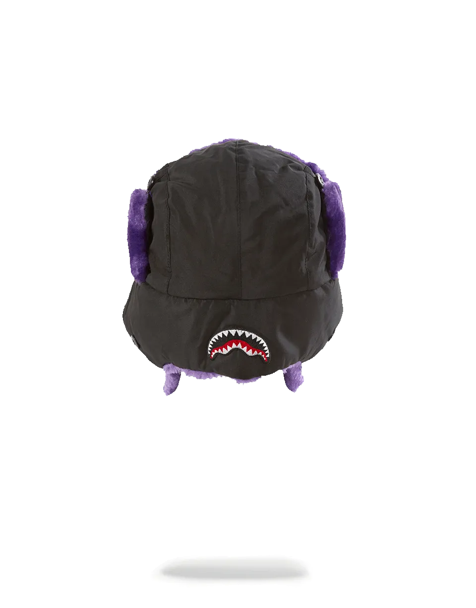 BLACK 3M PURPLE FUR AVIATOR HAT