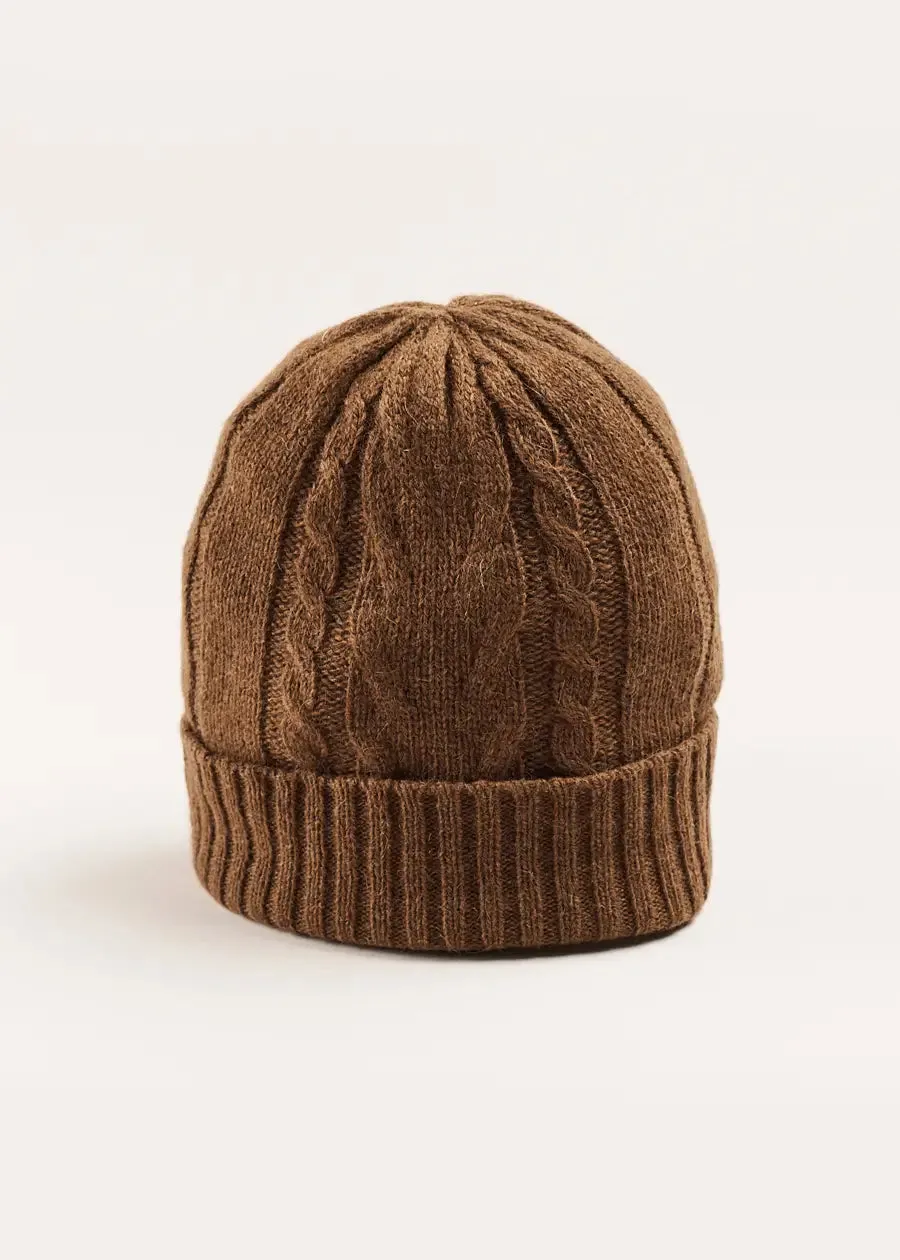 Cable Detail Knitted Hat in Brown (S-L)