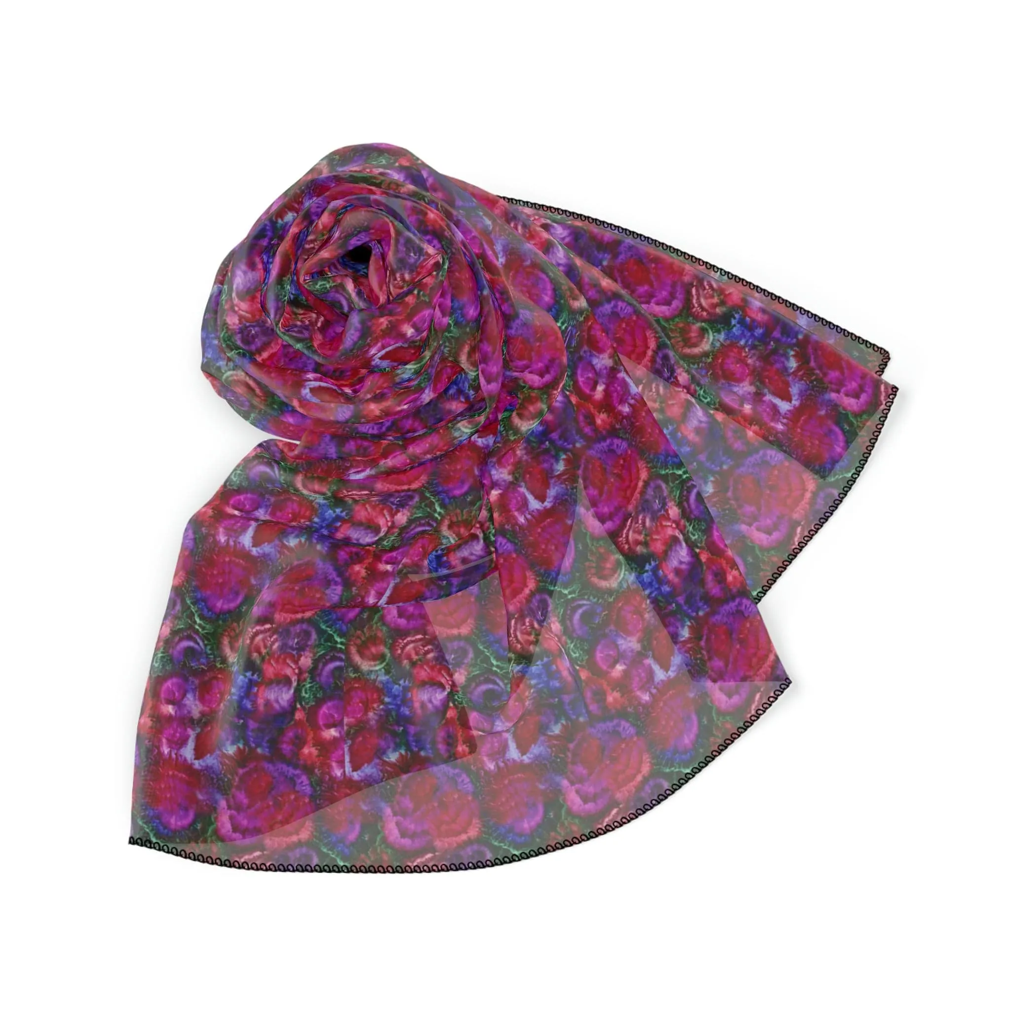 Chiffon Scarf - Purple Roses