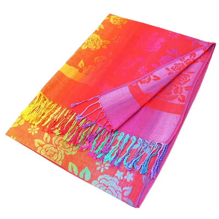 Colorful Flower Printed Pashmina Scarf Shawl