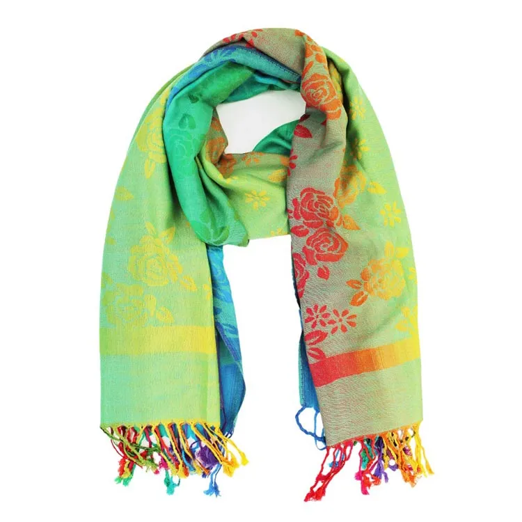 Colorful Flower Printed Pashmina Scarf Shawl