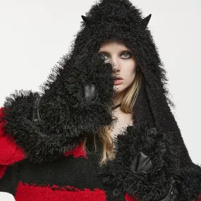 Devil Horns Bear Claw Hooded Scarf