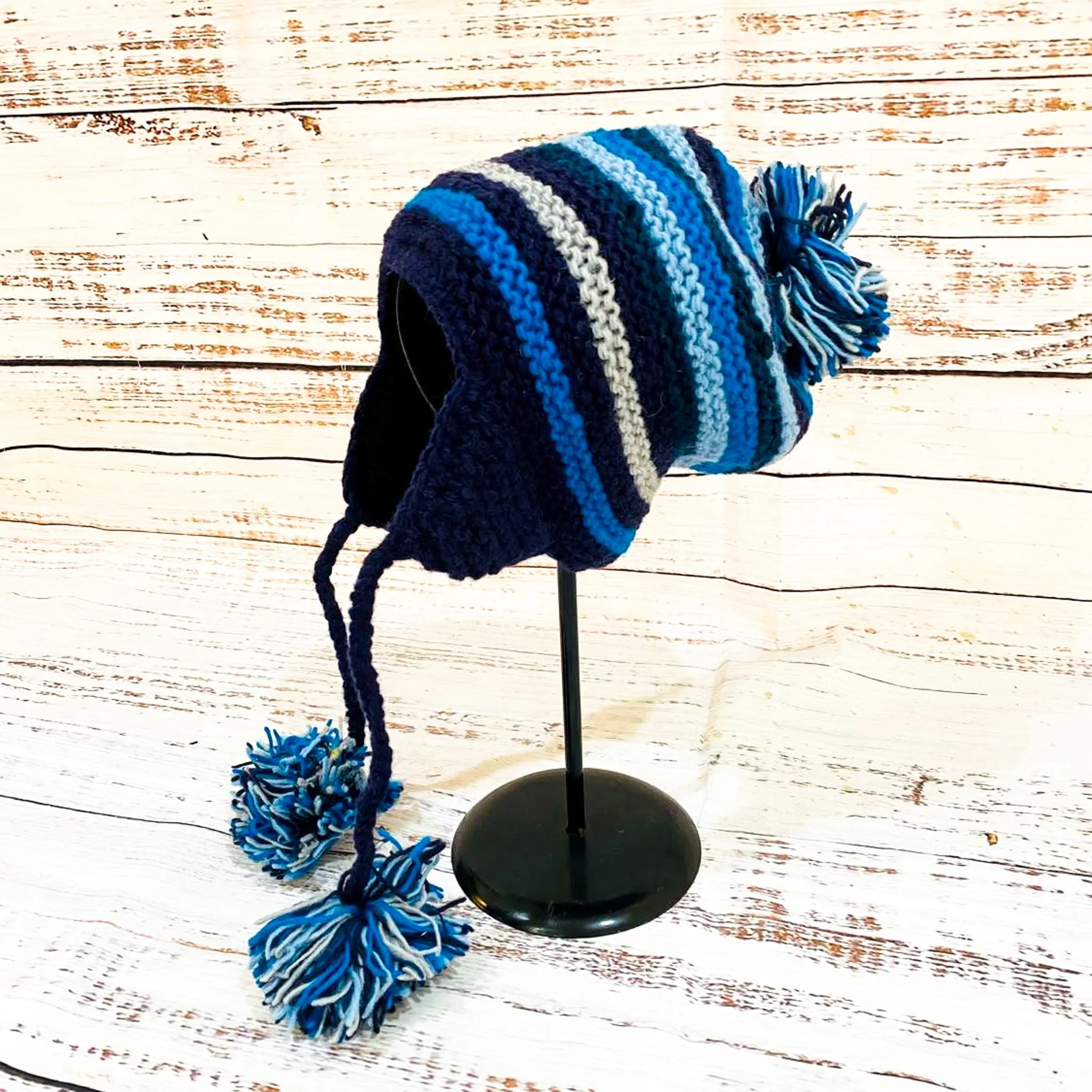 Hand Knit Merino Wool Ear Flap Hat