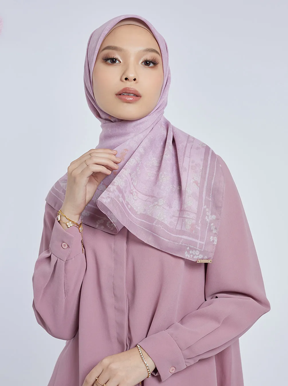 HARUNA LEAVES SIGNATURE SCARF ROSE BLUSH