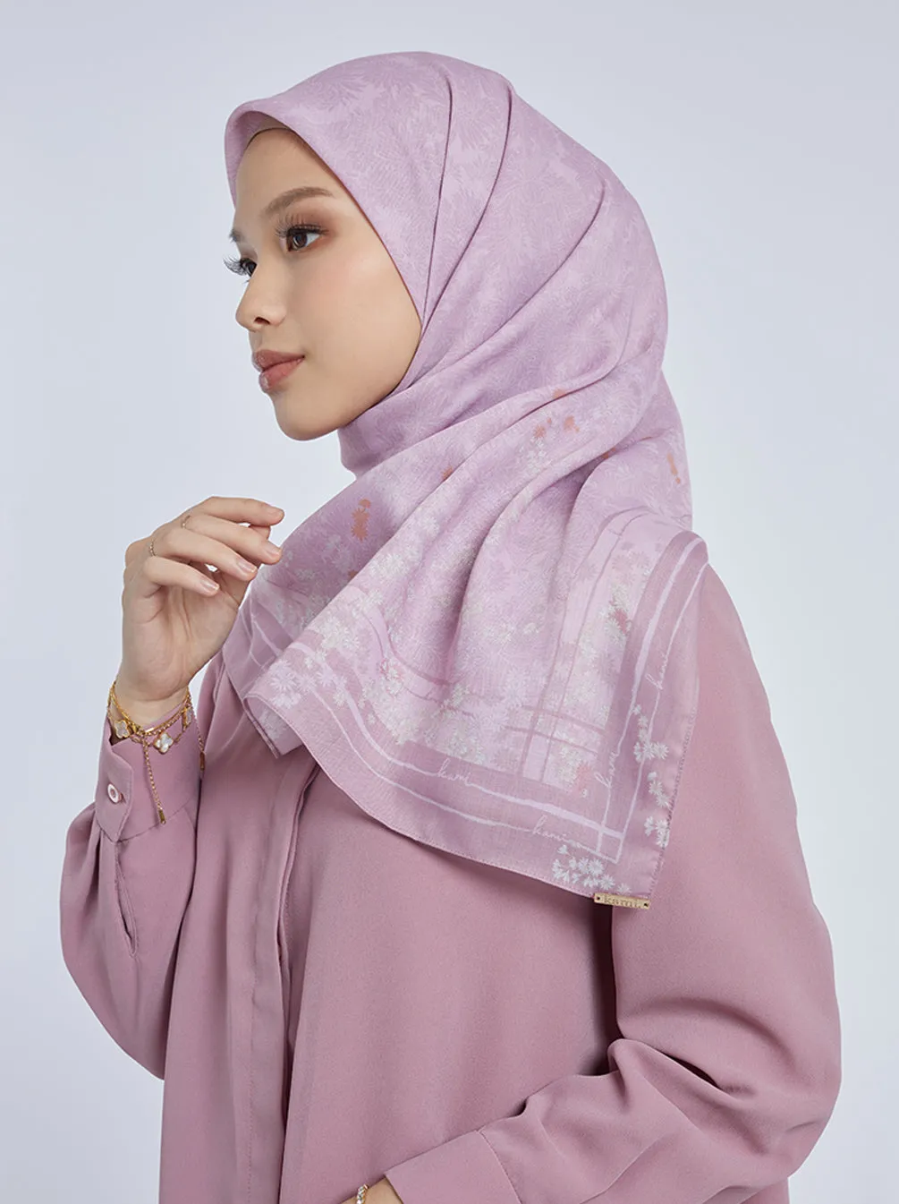 HARUNA LEAVES SIGNATURE SCARF ROSE BLUSH