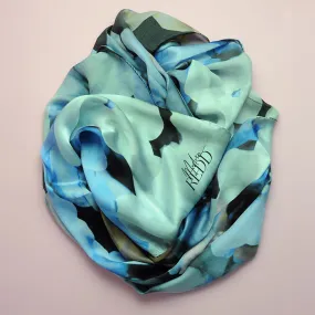 Irene & Me Shades of Blue Floral Silk Scarf