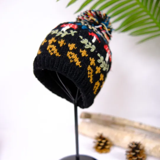 Knitted Crochet Mushroom Bobble Hat