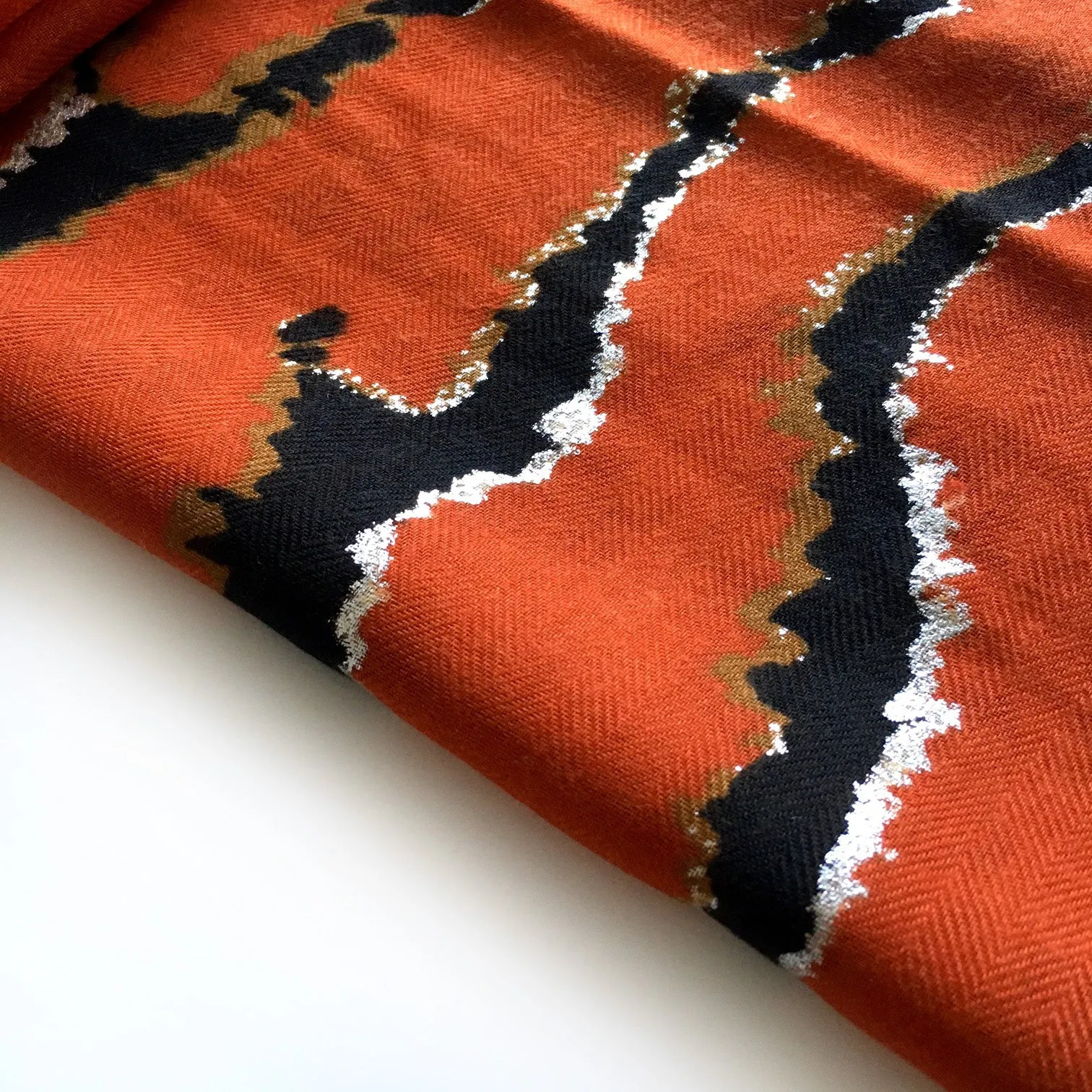 LARGE DEEP ORANGE ZEBRA AND LEOPARD PRINT SHAWL SCARF