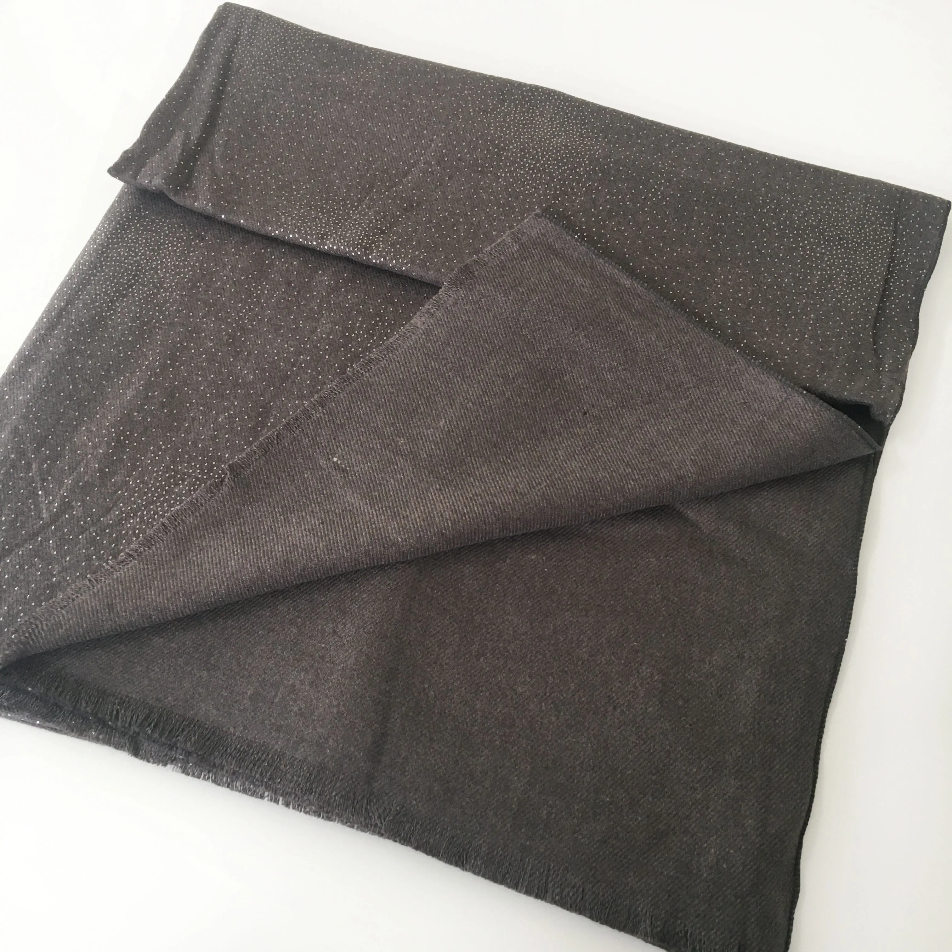 LARGE GREY CASHMERE MIX SUPER SOFT PASHMINA SHAWL SCARF WITH METALLIC FOIL