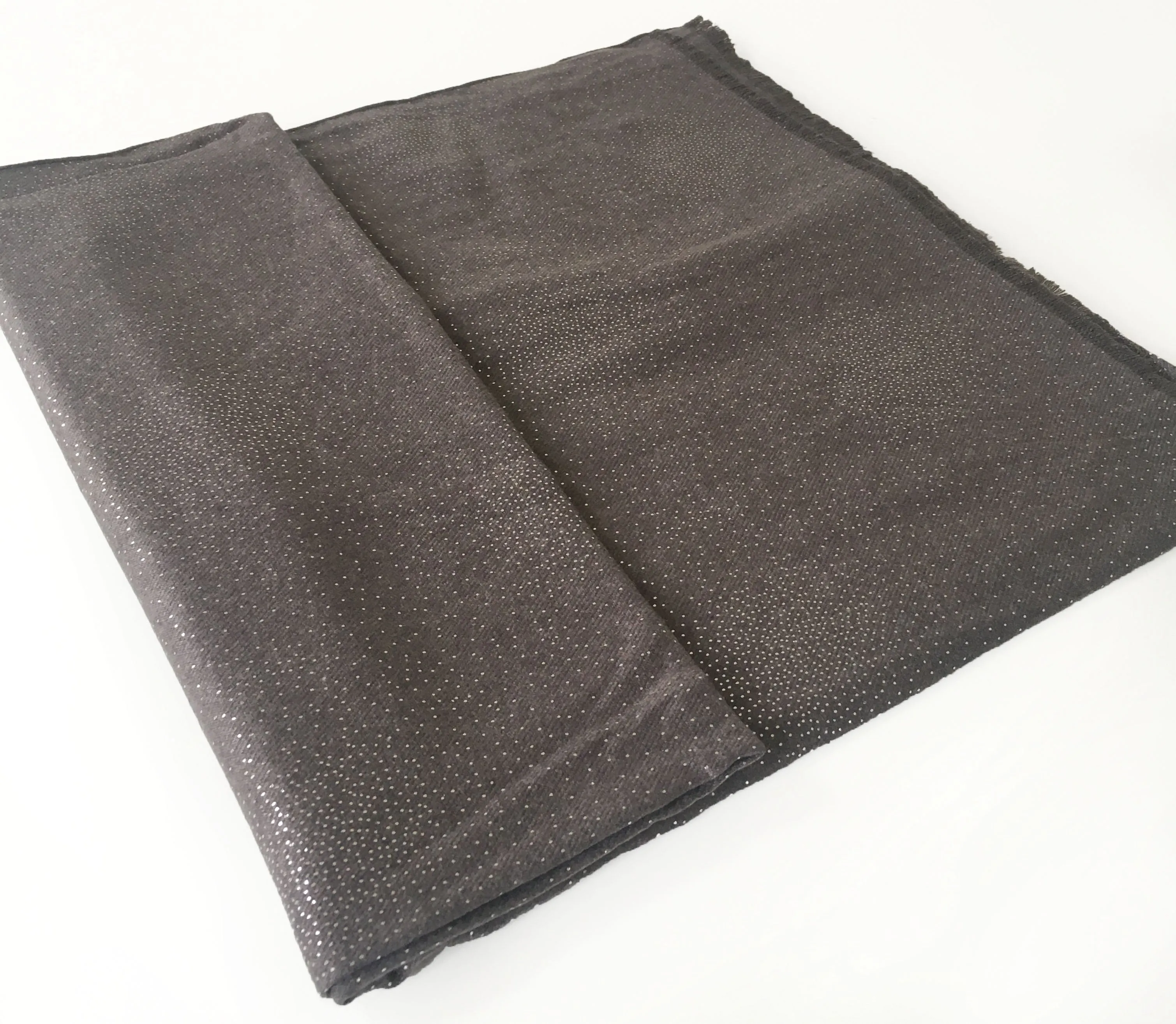 LARGE GREY CASHMERE MIX SUPER SOFT PASHMINA SHAWL SCARF WITH METALLIC FOIL