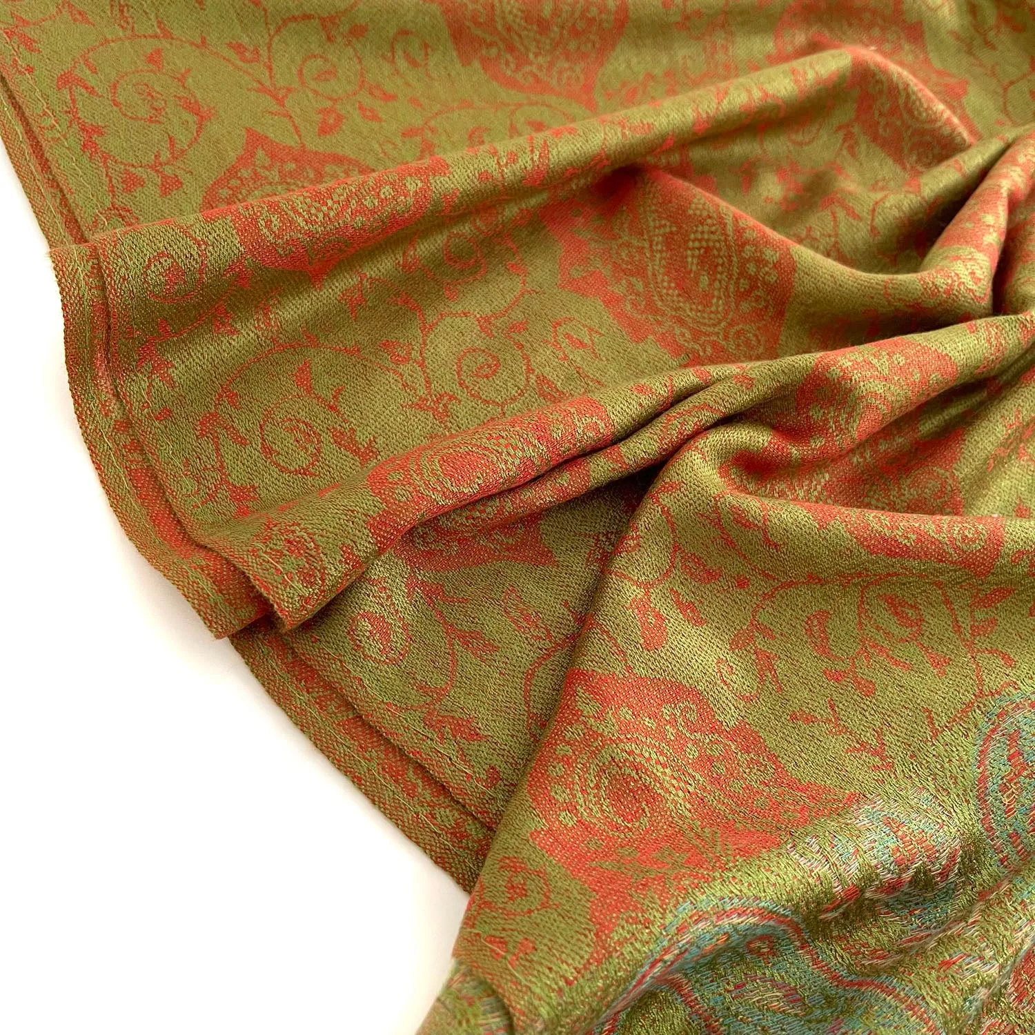 PAISLEY PRINT GREEN LIGHTWEIGHT PASHMINA SHAWL SCARF