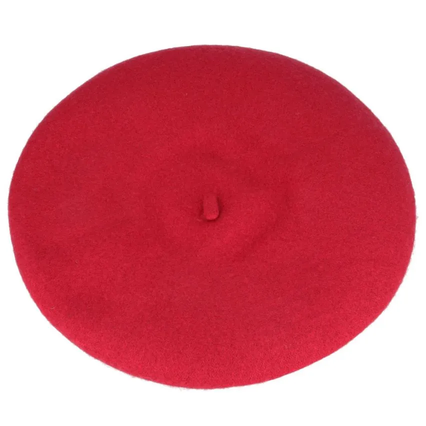 Red 100% Wool Beret