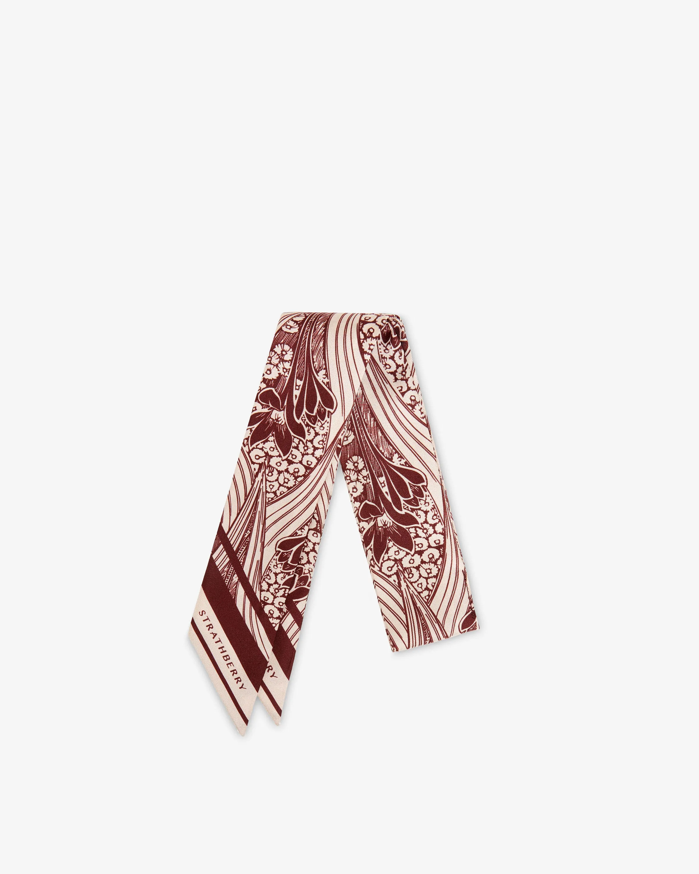 Silk Skinny Scarf - Wallpaper Pink/Burgundy