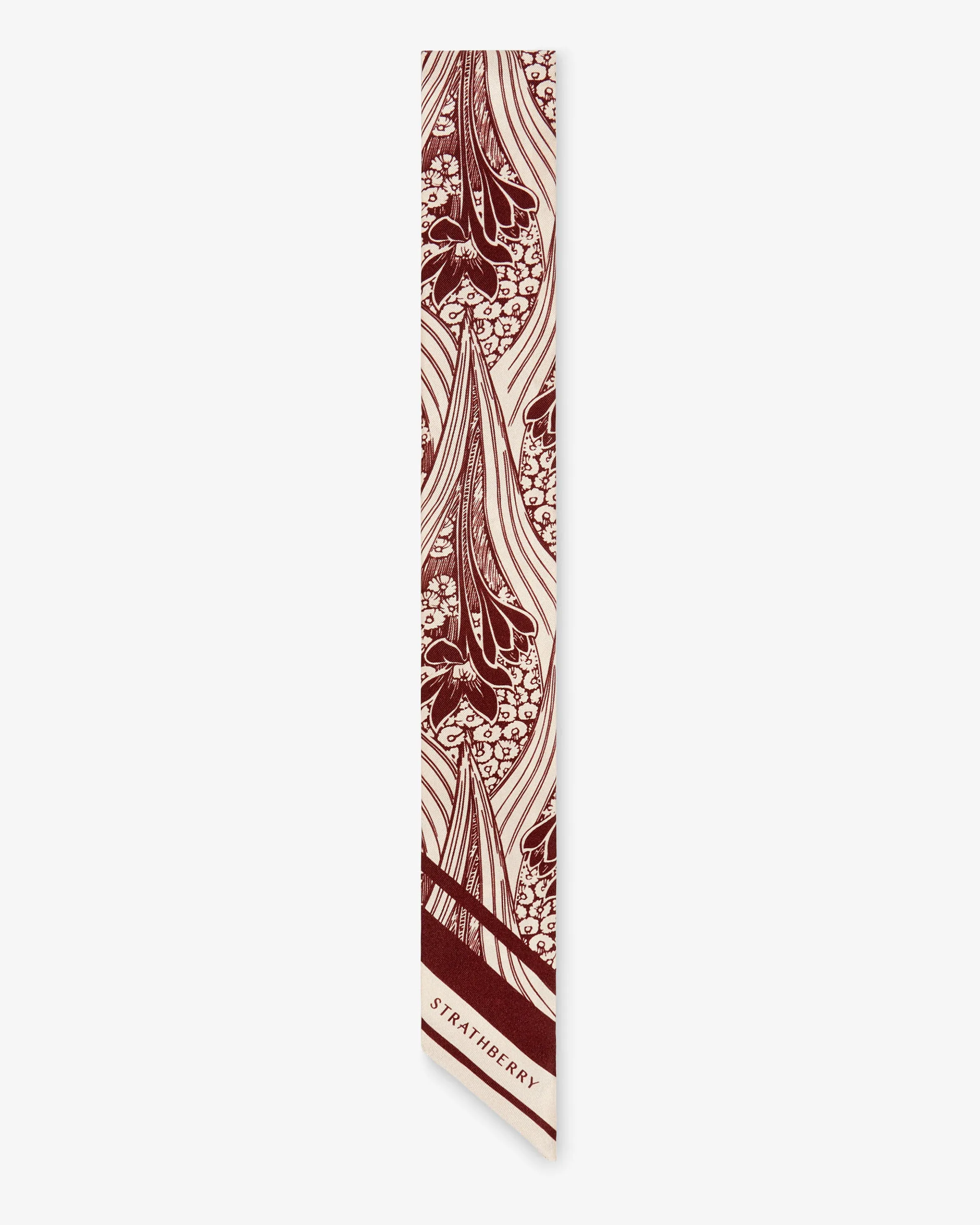 Silk Skinny Scarf - Wallpaper Pink/Burgundy