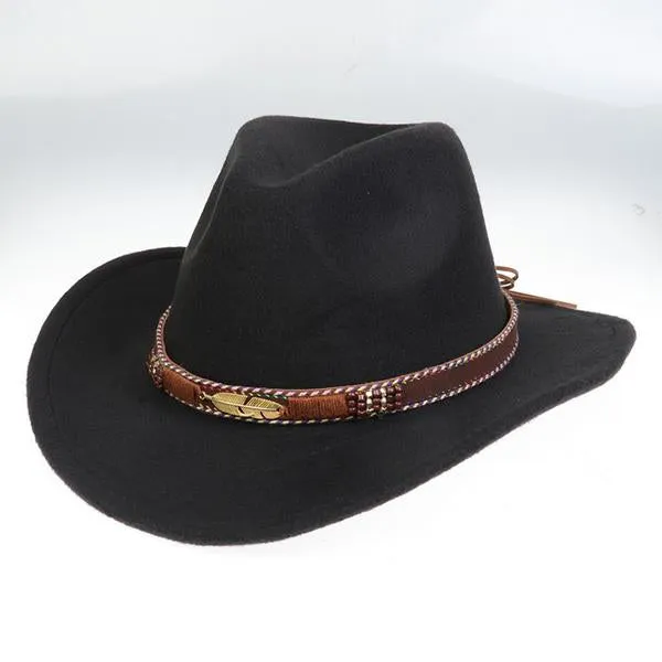 Solid Color Western Cowboy Woolen Jazz Hat 05928275C