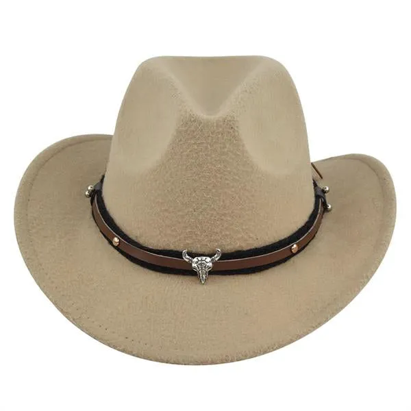 Solid Color Western Cowboy Woolen Jazz Hat 05928275C