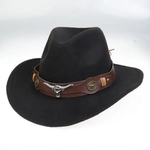 Solid Color Western Cowboy Woolen Jazz Hat 05928275C