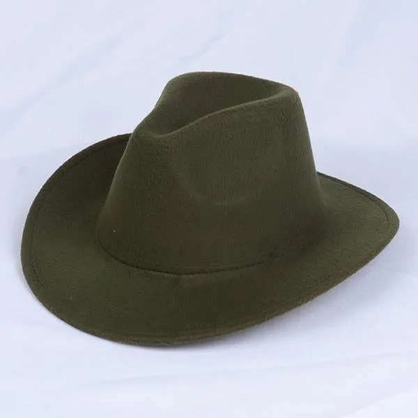 Solid Color Western Cowboy Woolen Jazz Hat 05928275C