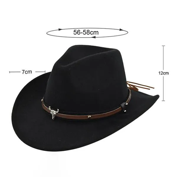 Solid Color Western Cowboy Woolen Jazz Hat 05928275C