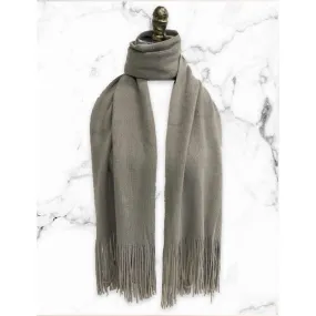 Solid Tassel Trim Scarf- Grey