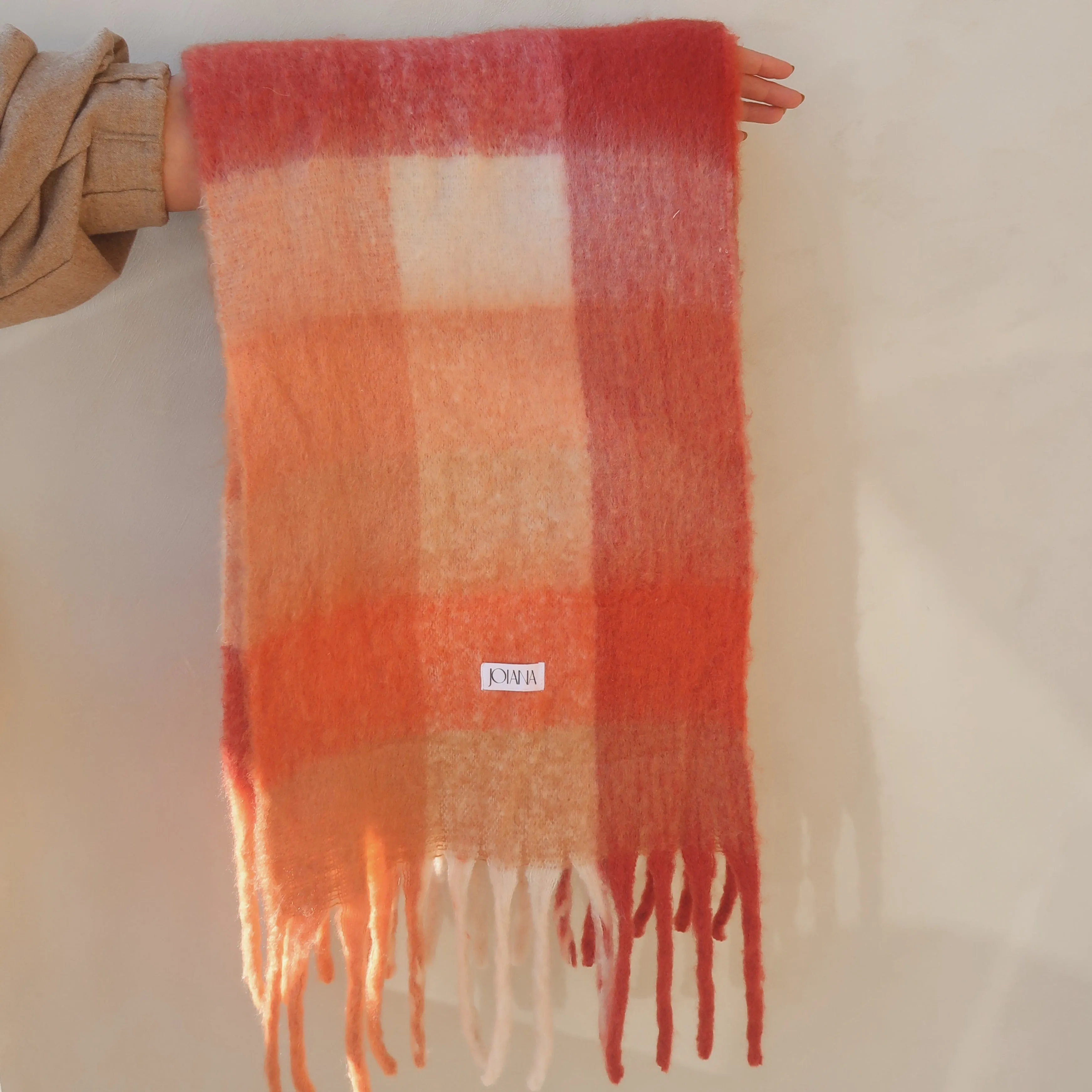 Terra-Cotta Red Plaid Scarf