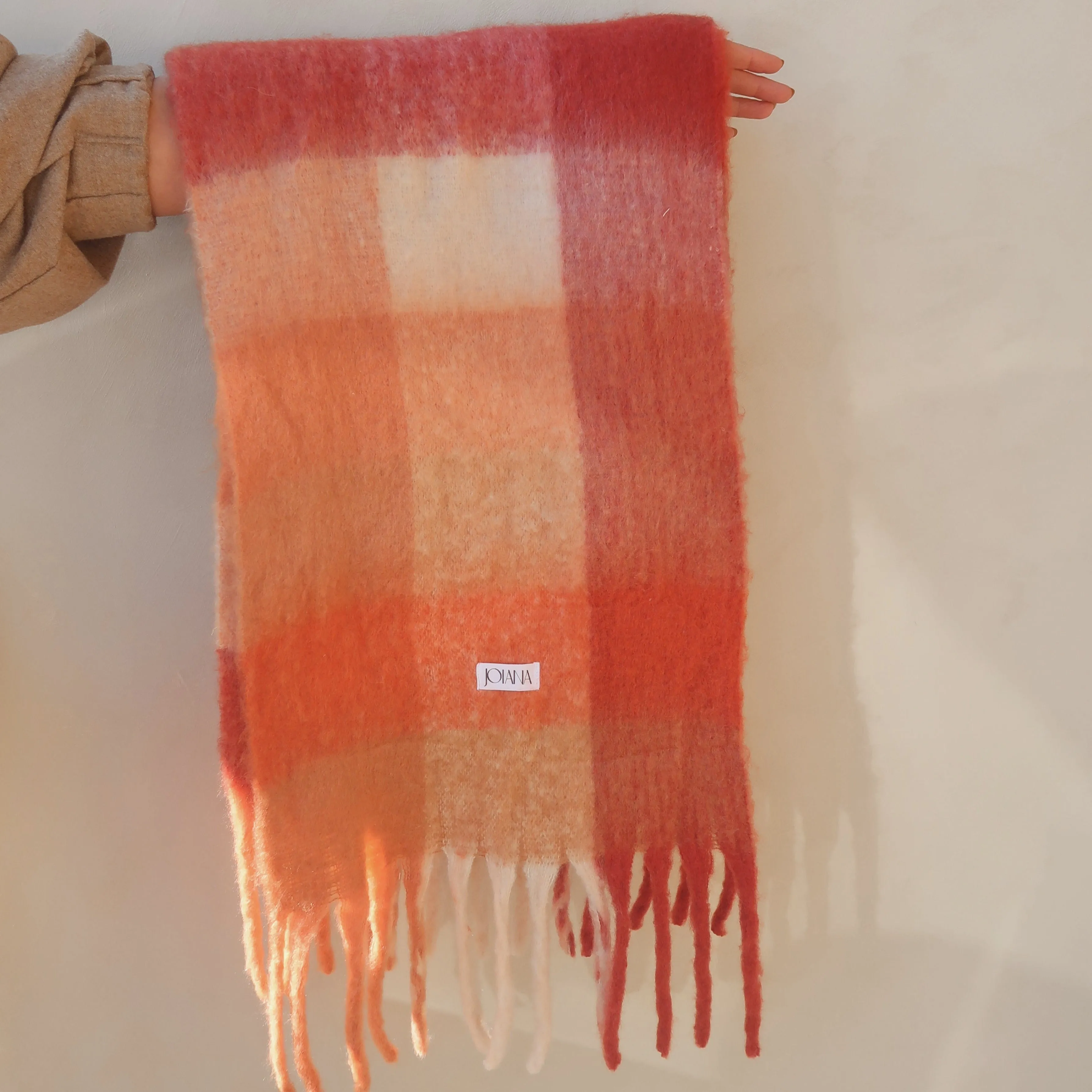 Terra-Cotta Red Plaid Scarf