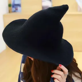 Women Winter Warm Knitted Wool Witch Hat Cap